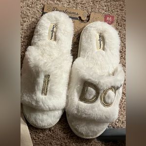 Dearfoams I Do Bridal Wedding Slippers, Size Medium (7-8) - NWT
